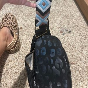 Crossbody bag. Black cheetah print. Hardly used